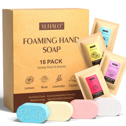 YLNALO Foaming Hand Soap Tablets,Foaming Hand Soap Tablets Refills 16 Pack - Makes 16 x 12 fl oz (192 fl oz total) - Variety Fragrance Soap Refills Tablets for Hands Washing Moisturizing