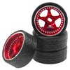 4PCS ShareGoo Metal 1/28 Wheel Rims & Rubber Racing Tires 5-Spoke Compatible with Wltoys K969 K989 P929 Kyosho Mini-Z Mini-Q Mini-D 1/28 RC Car (Red)