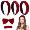 MANOPAWS 5Pcs Red Headband Red Accessories Velvet Braided Headbands Fashion Red Knotted Hairband Wide Headbands Red Bow Clip Velvet Scrunchies for Girls Chinese New Year Valentine's Day Christmas