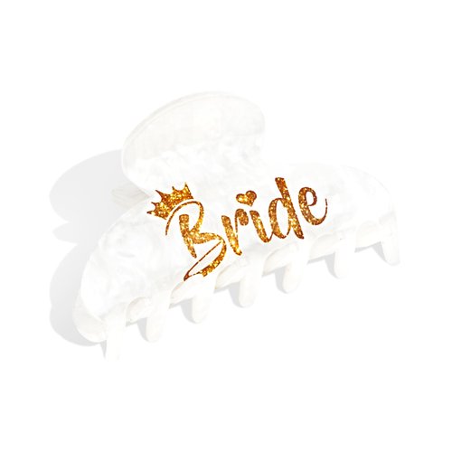 BAHABY Bride Hair Claw Clips, White Acrylic Hair Clip Banana Barrettes Bride Claw Clips for Thin Hair Bachelorette Party Decorations Bridal Shower Wedding Gifts for Women