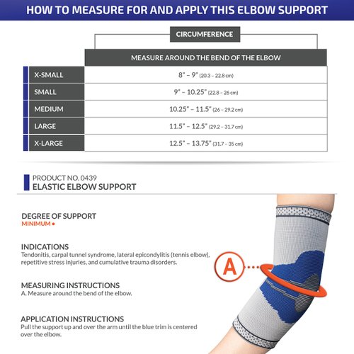 Champion Elastic Elbow Support Compression Sleeve, Gray (Side Stays), X-Small