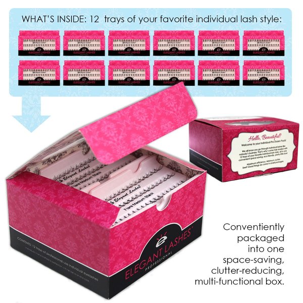 Elegant Lashes Trio Flare - MEDIUM Brown Individual Lashes (Single Pack - 1 Tray)