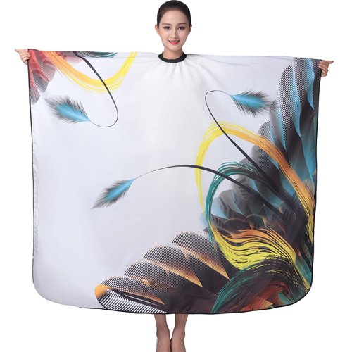 TILYIALA Professional Barber Cape,Waterproof Hair Cutting Cape for Adults, Haircut Cape for Stylish Home Salon Use (White Feather)