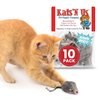 Kats'N Us Real Rabbit Fur Mouse Cat Toy - Hard Body - Interactive Cat Toys, Real Fur Mice, 10 Pack Gray NO Rattle