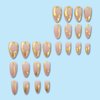 MISUD Press on Nails Medium Almond Fake Nails Matte Glue on Nails Nude Pink Acrylic Nails Stiletto Artificial Nails Gold Chrome Swirl Stick on False Nails with Design 24 pcs