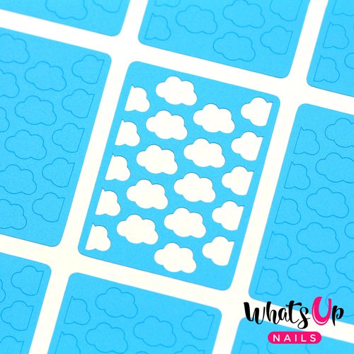 Whats Up Nails - Clouds Vinyl Stencils for Nail Art Design (1 Sheet, 12 Stencils)