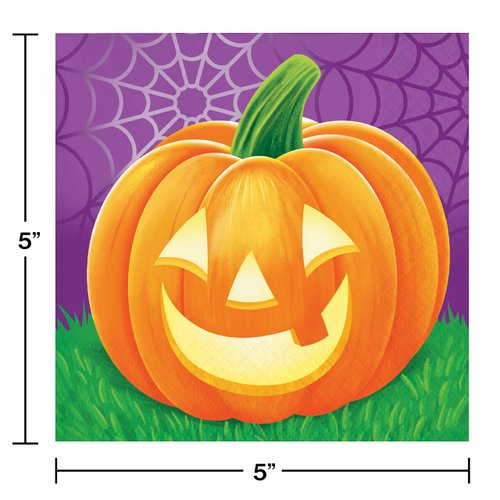 Creative Converting Pumpkins Beverage Napkins, 5", Multi-color