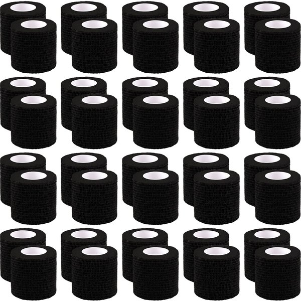 BQTQ 40 Rolls Self Adhesive Bandage Black Adhesive Wrap 2 inch Self Adherent Wrap Stretch Bandage Self Stick Bandage Wraps for Wrist Ankle Swelling Sprains