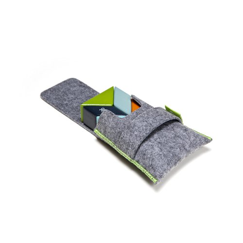 6 Piece Tegu Pocket Pouch Prism Magnetic Wooden Block Set, Nelson