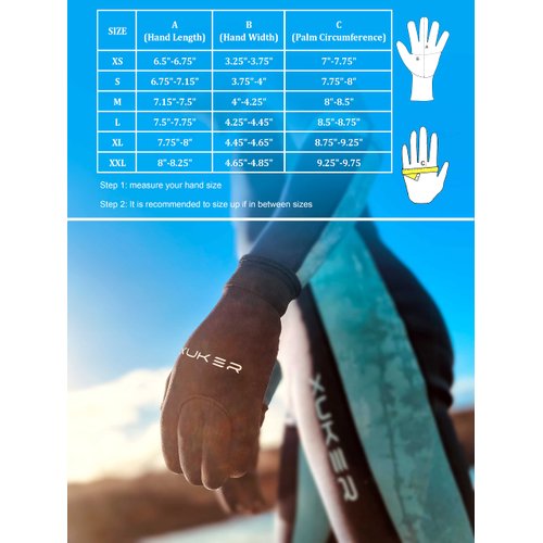 XUKER Water Gloves, 3mm & 5mm Neoprene Five Finger Warm Wetsuit Winter Gloves for Scuba Diving Snorkeling Paddling Surfing Kayaking Canoeing Spearfishing Skiing (3mm-Black, L)