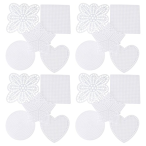 EXCEART 50 Pcs Clear Plastic Mesh Canvas Plastic Sheets Needlepoint Embroidery Canvas for Cross Stitch Art Craft Heart Square Pentagram Round Butterfly