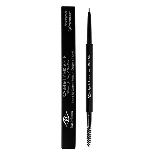 Eye Embrace Warm Betty Micro Tip Pen: Light Gray Ultra-Fine Micro Eyebrow Pencil – Waterproof, Double-Ended Automatic Micro-Tip & Spoolie Brush, Cruelty-Free (Warm Betty)