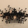Teyglen Gold Leaf Headpiece Bridal Black Crystal Hair Comb Black Rhinestone Wedding Hair Comb Festival Hair Accessories for Women Halloween Party Prom