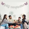 WeBenison Feliz Cumpleaños Banner/Fiesta Theme Happy Birthday Party Supplies/Spanish Birthday Party Decorations Butterfly Sign Silver Glitter