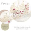 Fairyu Pearl Wedding Tiaras and Crown Bride Pink Flower Tiaras Baroque Wedding Tiara Hair Accessories for Women