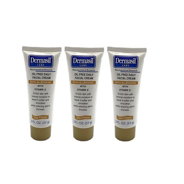 3pck - Dermasil Day Cream Oil Free Daily Facial Cream 2 fl. oz