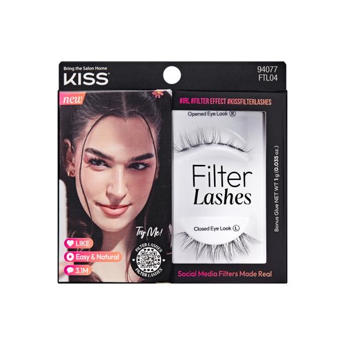 KISS Filter Lashes, AR Inspired Delicate Wispy Lashes, 1 Pair, Medium Length (10-12mm) False Eyelashes, Natural 3D Volume for an Effortless Minimal Look, Glue Included, Bunny Pretty