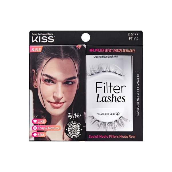 KISS Filter Lashes, AR Inspired Delicate Wispy Lashes, 1 Pair, Medium Length (10-12mm) False Eyelashes, Natural 3D Volume for an Effortless Minimal Look, Glue Included, Bunny Pretty