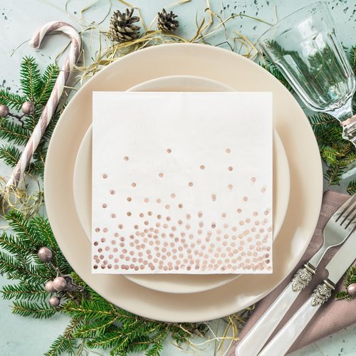 Juvale 50 Pack Rose Gold Party Napkins - Disposable Dinner Napkins for Wedding, Baby Shower, Birthday Party (6.5x6.5 In)