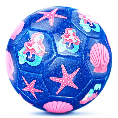 Champhox Size 3 Soccer Ball Glitter, Girls Soccer Ball Size 3, Soccer Beginners Sports Ball Outdoors Recreation Ball for Girls Christmas Birthday School Soccer Class Mermaid Ball