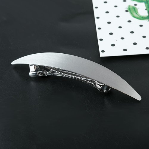 4pcs 4.3 Inches Long Shiny Bow-shaped Metal Blade Barrettes Hair Barrettes for Thick Hair Chic Hair Clips for Styling Long Hair, (Silver)