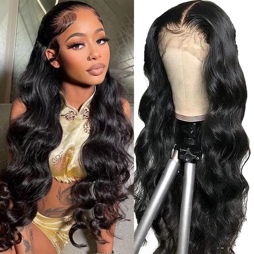 FASCARA 13x4 Body Wave Lace Front Wigs Human Hair Pre Plucked 180% Density HD Transparent Lace Frontal Wigs Human Hair for Women 9A Glueless Wig Human Hair with Baby Hair 18Inch Natural Color