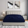 Cathay Home Luxury Wrinkle And Fade Resistant Double Brushed Ultra Soft Microfiber 14-inch Standard Pocket Single Fitted Sheet, Navy Blue, Full