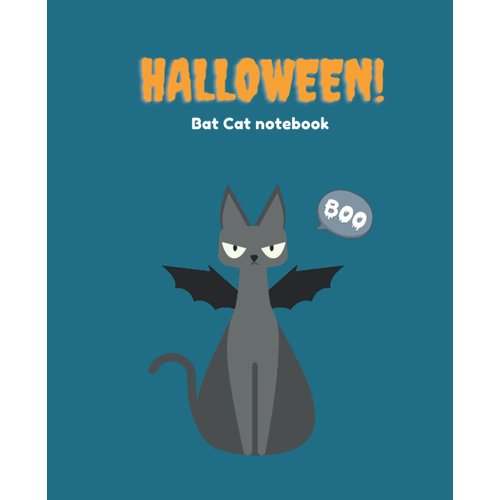 Halloween Bat Cat composition notebook: | College Ruled | 100 Pages | 7.5" x 9.25"