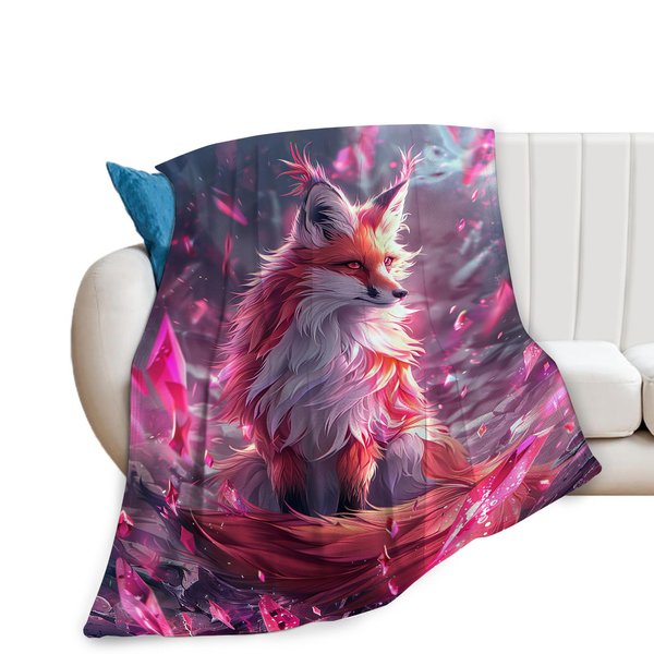 Fox Blanket Cute Fox Throw Blanket Fox Decor Fox Stuff Merch Cozy Print Flannel Fleece Soft Plush Fuzzy Warm Lightweight Bedding Fox Gifts for Women Men Kids Couch Bed Sofa 50"X40"
