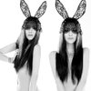 Elandy Cut Sexy Bunny Rabbit Ears Lace Mask Veil Headband Hair Band Supply for Nightclubs & Masquerade & Halloween & Christmas