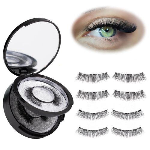 VICILEY Magnetic Eyelashes Glue Free Magnetic Eyelash 2 Pairs Durable Magnetic False lash 3D Thick Magnetic lashes with applicator Natural Look Light weight Lash Easy to Wear