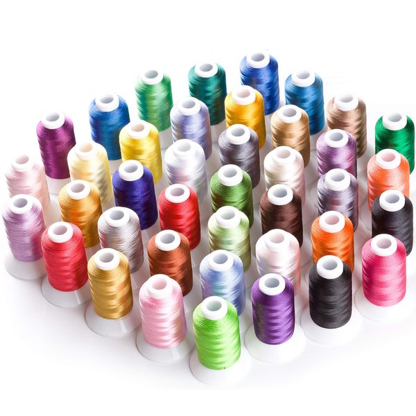 Simthread Brother 40 Colors 40 Weight Polyester Embroidery Machine Thread Kit 550Y(500M) for Brother Babylock Janome Singer Husqvarna Bernina Embroidery and Sewing Machines