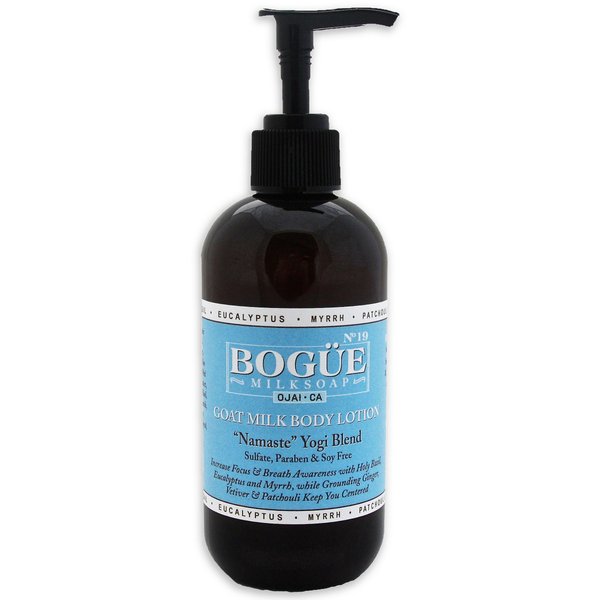 Bogue Goat Milk Body Lotion-N°19 BESPOKE "Namaste" Yoga Blend brings Breath awareness with Holy Basil, Eucalyptus & Myrrh, grounding Ginger, Vetiver & Patchouli keep you centered