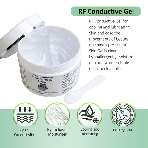 Global Care Market Preparation Gel – RF Conductive Gel with Hyaluronic Acid for Use With Radio Frequency Face and Body Machines, Skin Cooling Gel Primer for IPL Hair Removal Device