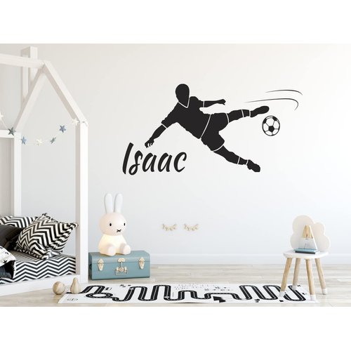 Custom Name Soccer Player Wall Decal - Soccer Wall Sticker - Soccer Ball Wall Decor - Soccer Name Wall Decal - Wall Decal for Home Nursery Decoration (Wide 40"x18" Height Inches)