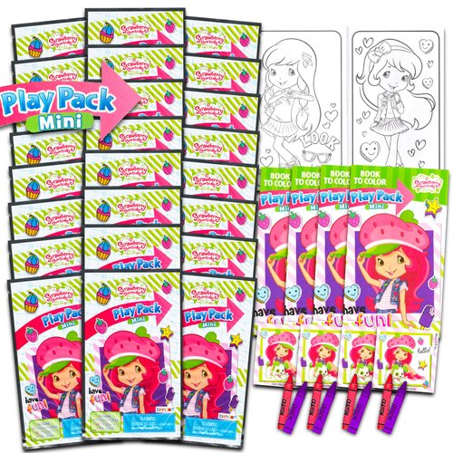 Strawberry Shortcake Party Favors Set for Kids - Bundle with 24 Mini Strawberry Play Packs | Coloring Book, Stickers, More (Strawberry Shortcake Party Supplies)