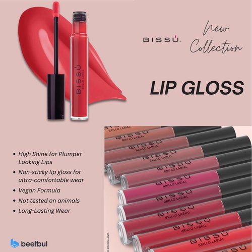 Bissú Lip Gloss for plumper looking lips, High shine finish, Non-Sticky, Vegan formula, Pick from 12 beautiful lip gloss shades (Incandescente)