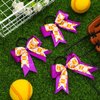 MTLEE 9 Pcs 7.5 Inch Purple Softball Ribbon Hair Bows Cheer Hair Bows Elastic Scrunchies Hair Bands Cheerleader Bows Volleyball Sports Ball Ponytail Holder Sport Hair Accessories for Girl Player