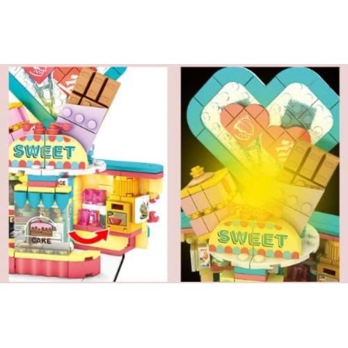 General Jim's Sweet Shop Fun and Colorful 334 Piece Modular Building Blocks Brick Playset or Model or Decoration Comes with Light Kit Fun for Teens and Adults