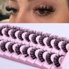 LuckForever 10 Pairs False Eyelashes Russian Strips Eye Lashes Wispy False Lash Fluffy Eyelash Extension Natural Look D Curly Volume Fake Eyelashes Reusable Eye Lash for Women Girls
