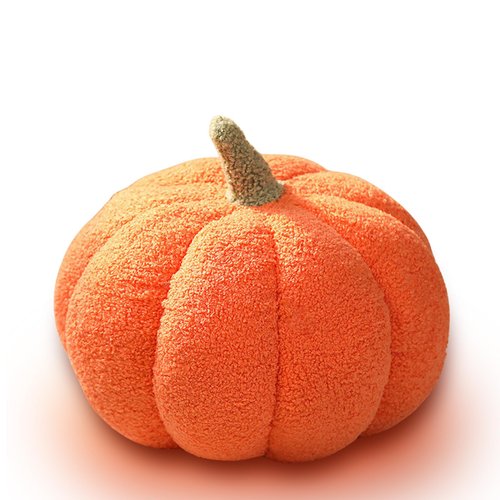 Keludu Halloween Plush Pumpkin Throw Pillow, Stuffed Animal Soft Toys 3D Pumpkin Shape Sofa Cushion for Home Decor (Orange, 8 Inch)