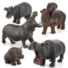 Simulation Wild Life Animal Figures Model Hippo Family Playset Desktop Decoration Education Cognitive Toy Collection Party Favors Toys for Boys Girls Kid(5 pcs)