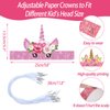 Sinmoe 32 Pcs Unicorn Party Supplies: Birthday Hats, Paper Crowns, Headbands for Girls' Princess & Boys' Dress-Up Theme with 16 Styles