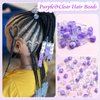 VENOFEN 50PCS Purple Hair Beads for Braids Loc Jewelry Clear Beads Dreadlock Accessories Cute Acrylic Pony Beads Hair Decoration for Girls and Women