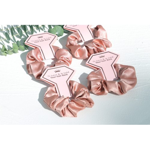 10 PACK Scrunchies for Bridesmaids, Proposal Gifts, Elastics Hair Ties, Bachelorette Party Favors (To Have and To Hold Your Hair Back) RoseGold