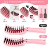 Hair Brush,URTHEONE Detangling Hairbrush Boar Bristle Curved Vented Hair Brush for Women Men Kids Curly Thick Long Short Wet or Dry Hair, Faster Blow Drying(2Pack, Black&Pink)