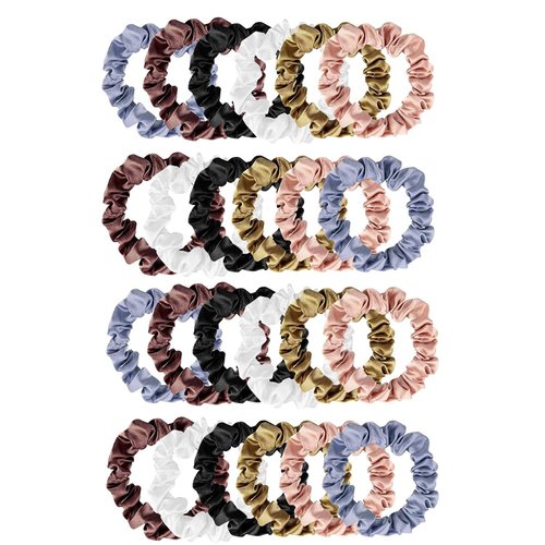 24 Pieces Silk Hair Scrunchies Silk Hair Tie Elastic Ponytail Holders for Women Girls Hair Accessories (005)