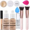 PHOERA Foundation,Full Coverage Foundation,PHOERA Primer,PHOERA Powder,PHOERA Concealer PHOERA Makeup Set, Kabuki Makeup Brushes Foundation Brush Powder,2 Makeup Sponge (102 Nude + 104 Buff Beige)