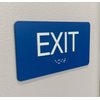 ADA Compliant Exit Sign with Braille (6" x 3" Blue)