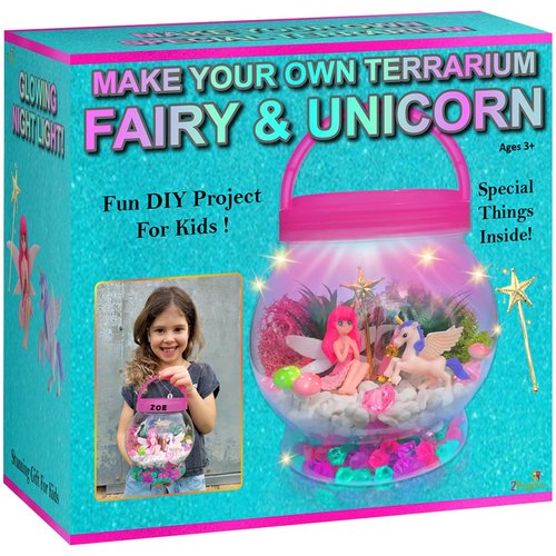 2Pepers DIY Fairy & Unicorn Nightlight Gifts for Girls Age 3 4 5 6 7 8 9 10 Years Old, Terrarium Arts & Crafts for Kids, Birthday Fairy Gift & Unicorn Art Kit